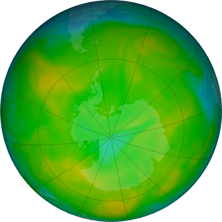 Antarctic ozone map for 22 November 2019